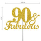 RokAPary 90th Birthday Cake Topper, Gold Glitter, Premium Quality Acrylic, Sturdy Double-Sided, Model RCTF