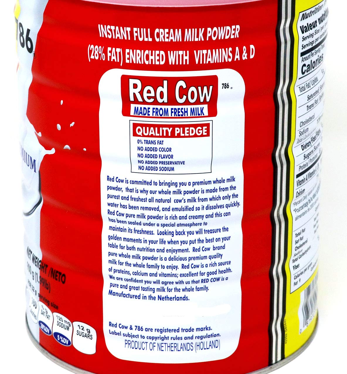 Red Cow Full Cream Milk Powder 900G, Made From Fresh Milk, Dutch Premium, Product Of Netherlands
