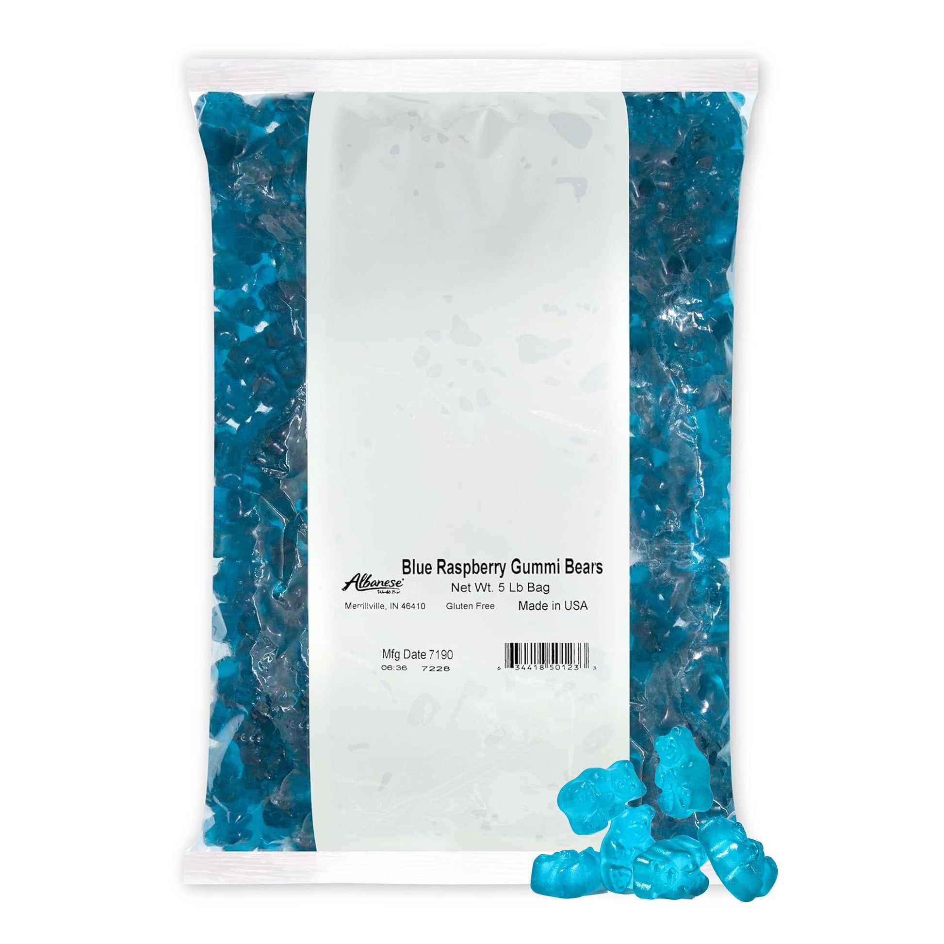 Albanese Gummi Bears, Blue Raspberry, 5lbs, Pack of 1, Model 634418501233