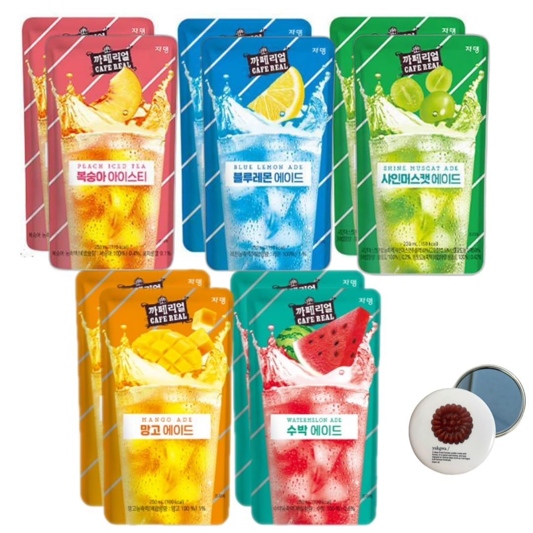 Korean Covenienve Store Drink Pouch Sampler Set - 5 Pack 10 Pack (Mango, Watermelon, Blue Lemonade, Peach Ice Tea, Shine Muscat)