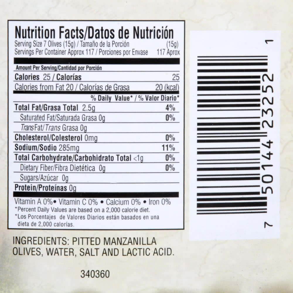 Tabletop King Manzanilla Pitted Olives - 1 Gallon