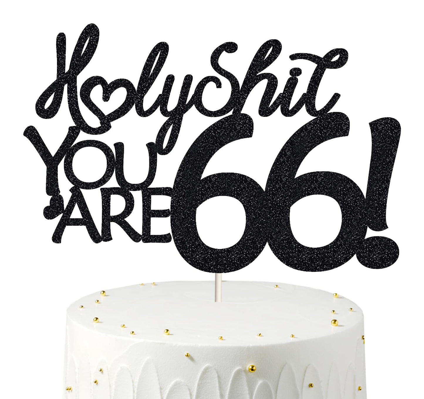 Happy 66th Birthday Cake Topper 66 Birthday Cake Toppers-Black Glitter, Funny 66th Cake Topper for Men For Women, 66th birthday 
