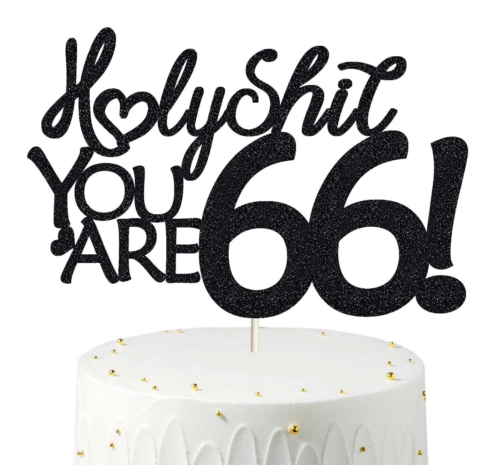 Happy 66th Birthday Cake Topper 66 Birthday Cake Toppers-Black Glitter, Funny 66th Cake Topper for Men For Women, 66th birthday 