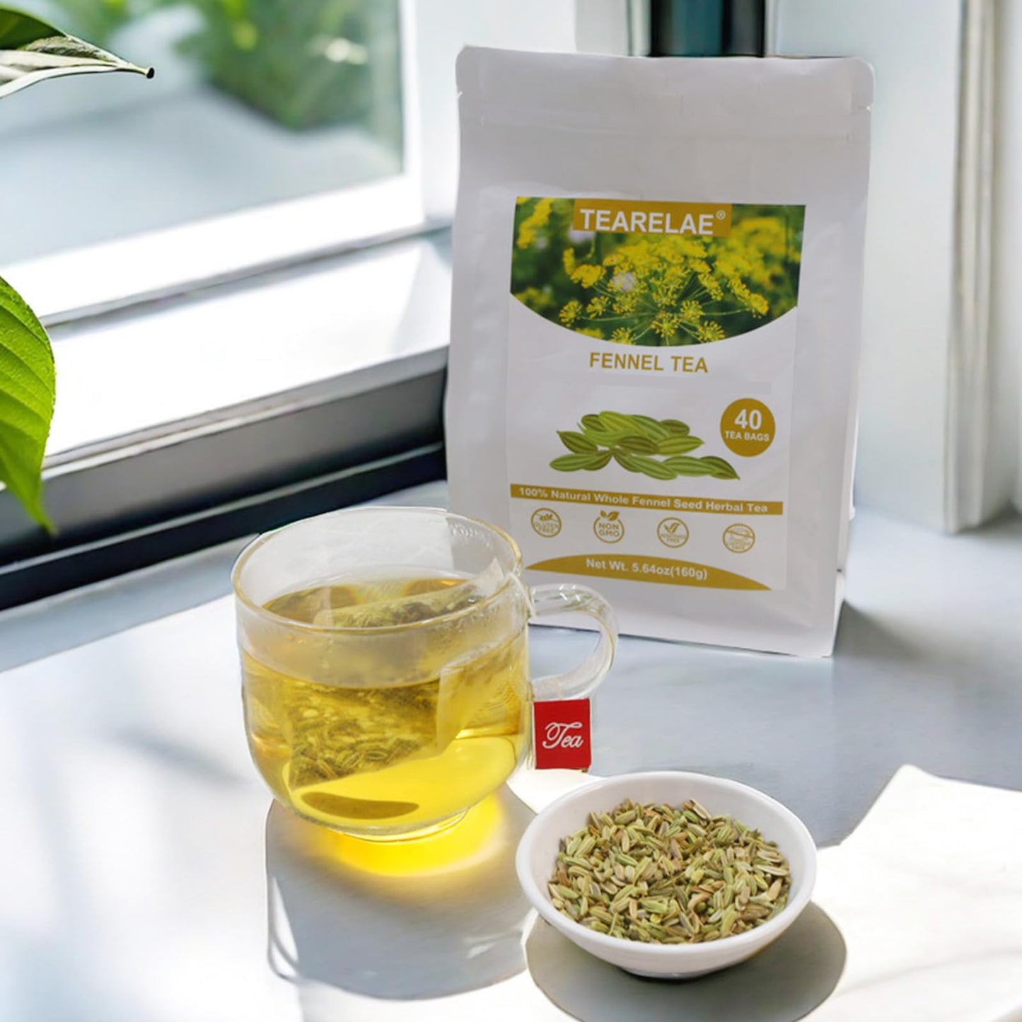 TEARELAE Fennel Tea Bags - Herbal Tea - Non-GMO, Caffeine-Free - 4g x 40 Count