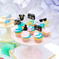 28 Pcs Two Legit Cupcake Toppers Black Glitter Hip Hop 2Nd Birthday Cupcake Picks Two Cool Glasses 90S Cake Decorations For Baby