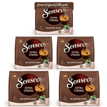 Senseo Extra Strong Dark Roast Coffee Pods, 16 Count (Pack Of 5) - Single Serve Coffee Pods Bulk Pack For Senseo Coffee Machine