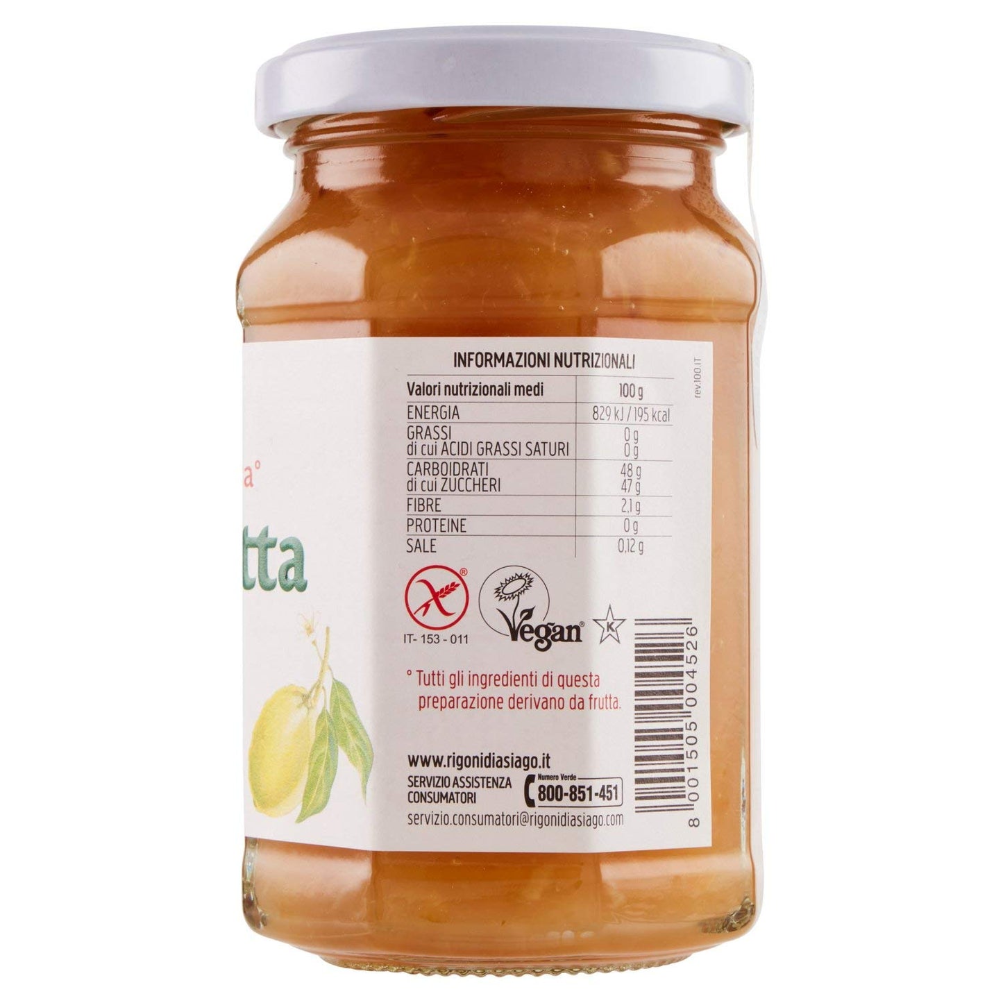Rigoni Di Asiago Fiordifrutta Organic Fruit Spread, Lemon, 6 Count