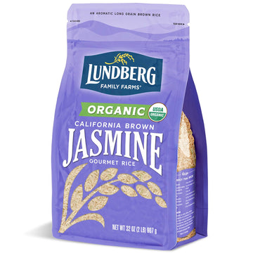 Lundberg Organic Jasmine Rice, Long Grain Brown Rice - Non-Sticky, Fluffy Aromatic Rice, Organically Grown in California, Pantry