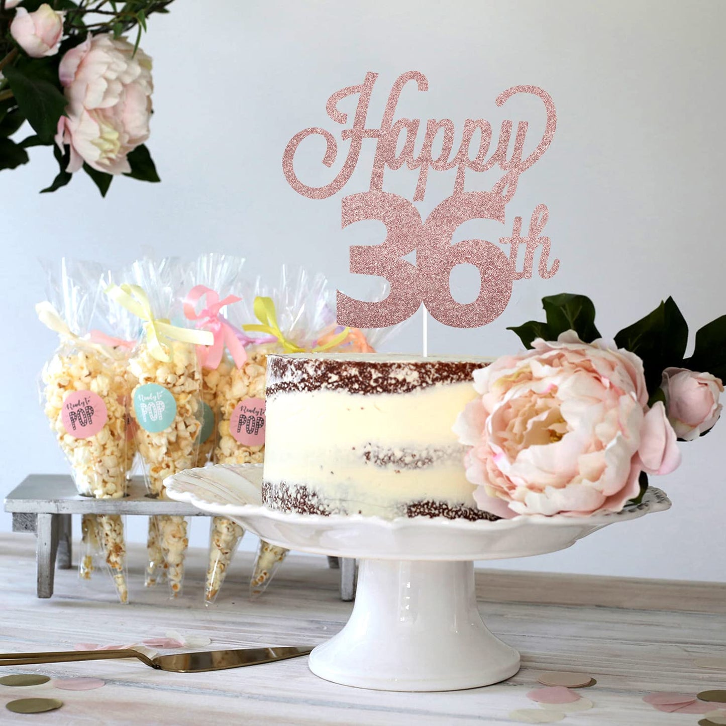 Lingteer Happy 36Th Birthday Cake Topper - Cheers To 36Th Birthday 36 Years Old Birthday Party Cake Decorations Sign.