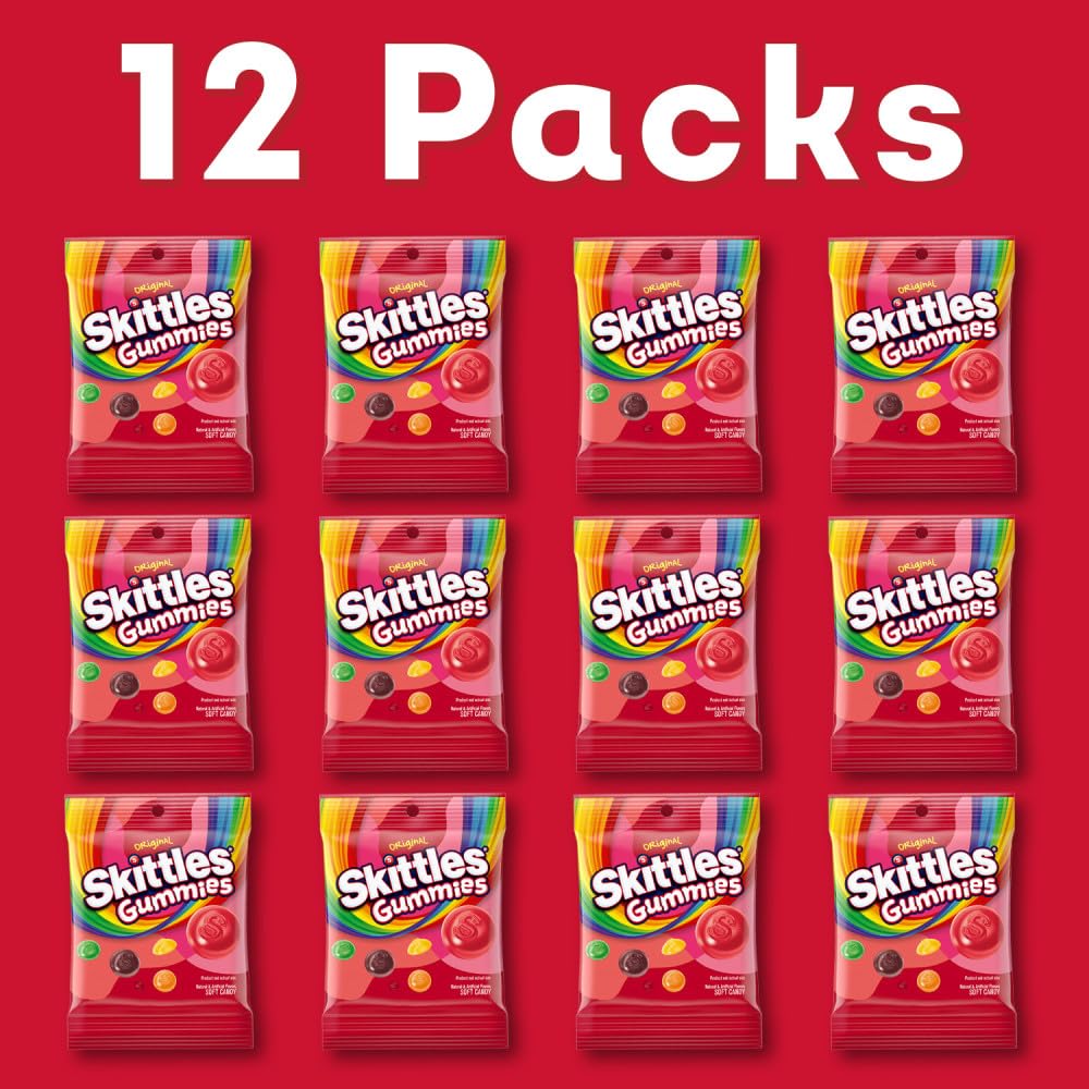 Skittles Gummies St Patricks Day Gummy Candy Bags, 12 Ct Fruity Candy, Bulk Candy