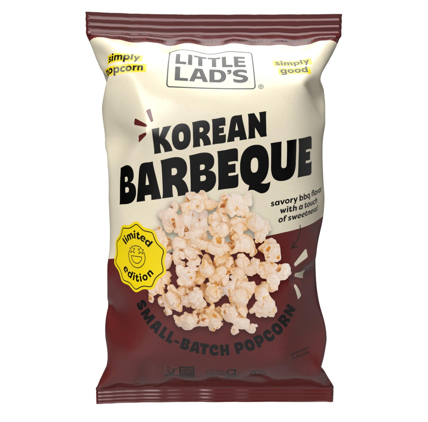 Little Lads Healthy Popcorn - Vegan, Gluten-Free, Non-GMO Popcorn with Korean Barbecue Flavor -5.4 Oz (Pack of 3) (5.4 Ounce (Pa