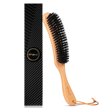 Bfwood Clothes Brush - Boar Bristle Lint Brush For Suits, Cashmere, Wool, Velvet, Suede And Pet Hair - Large Beech Handle