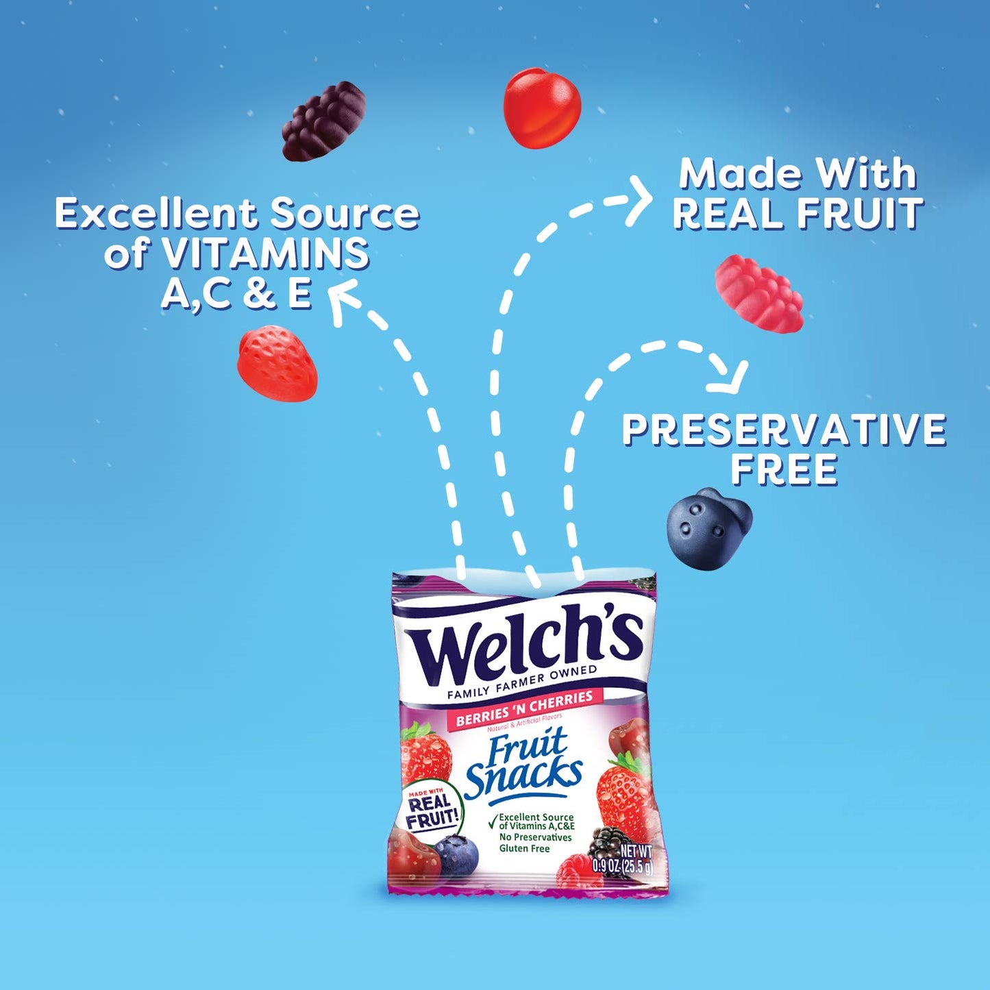 Welch'S Fruit Snacks, Berries 'N Cherries, Gluten Free, Bulk Pack, 1.55 Oz Individual Single Serve Bags (Pack Of 144)