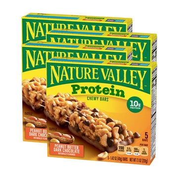 Nature Valley Chewy Granola Bar, Protein, Gluten Free, Peanut Butter Dark Chocolate, 5 Bars-1.42 Ounce each bar, 7.1 Ounce (Pack