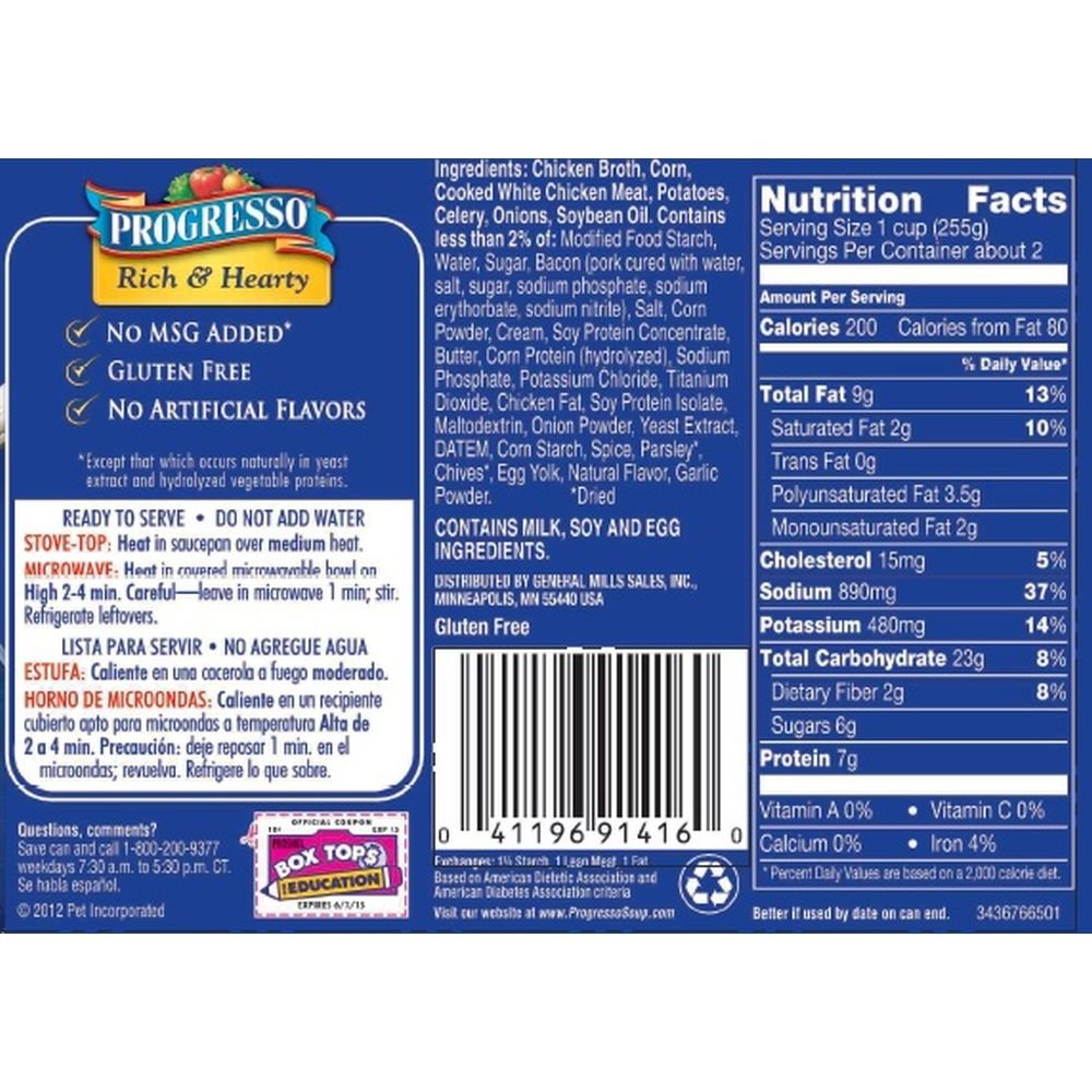 Progresso Rich & Hearty, Chicken Corn Chowder Soup, 18.5 Oz (Pack Of 6)