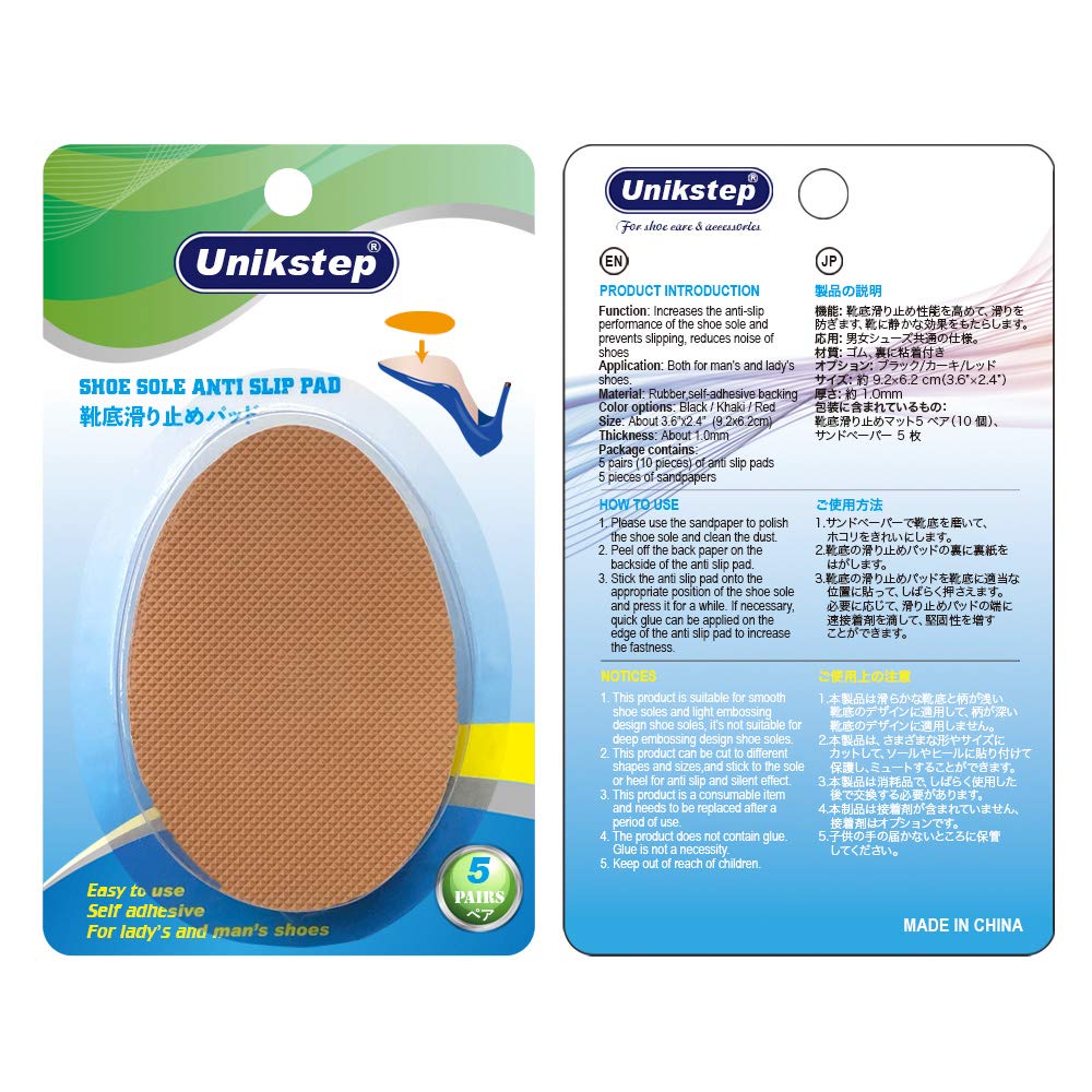 Unikstep 5 Pairs Shoe Sole Anti Slip Grips, Non Skid Self Adhesive Rubber Pads, Shoe Bottom And Heel Noise Reduction Stickers An