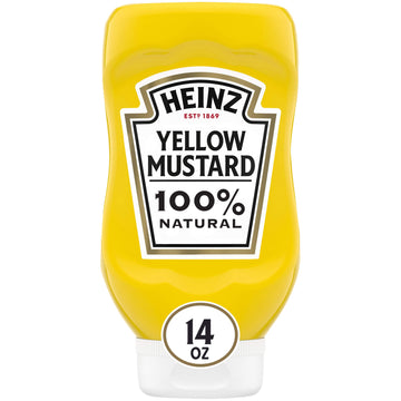 Heinz 100% Natural Yellow Mustard (12 Ct Pack, 14 Oz Bottles)