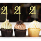 Sumerk 24PCS 21 Cupcake toppers Gold Glitter 21st Birthday Cupcake Picks Anniversary Party Decorations