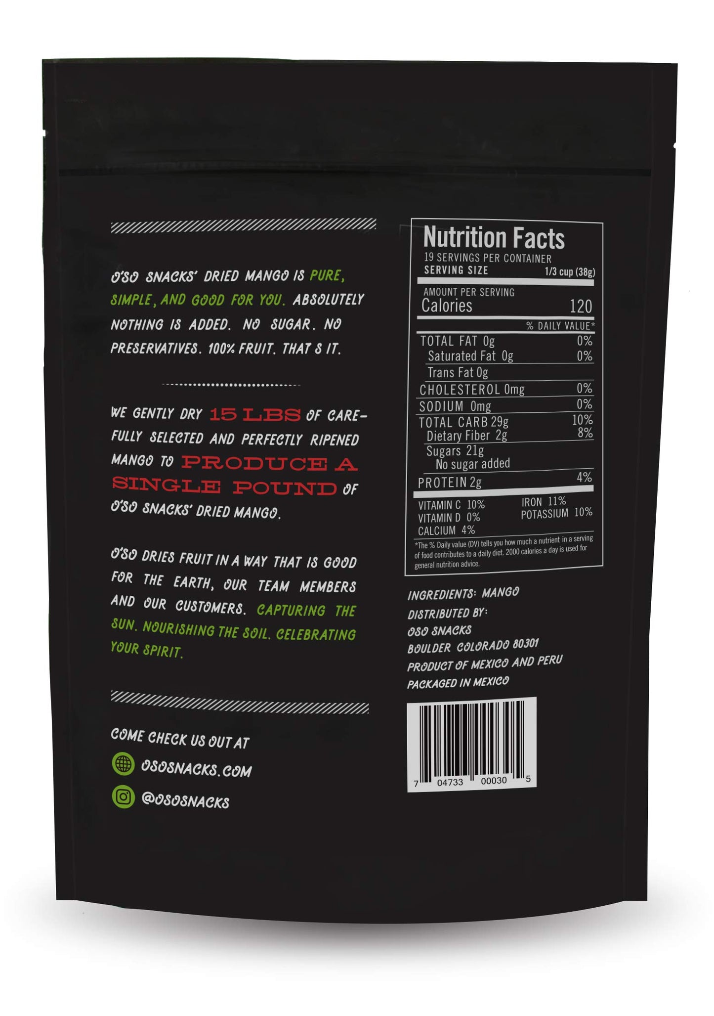 Oso Snacks Dried Mango Slices, Premium Quality, No Added Sugar Or Preservatives, Big Pieces Only! 26Oz
