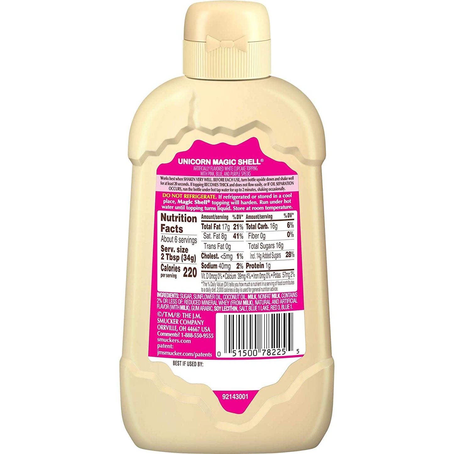 Smuckers Unicorn Magic Shell Smuckers Topping Freezes In Seconds (1) 7.25 oz Bottle