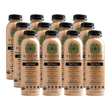 Remedy Organics Cacao Essentials 12-Pack | Plant Based 16g Protein Shakes  Ready to Drink | USDA Organic  Gluten Free  Dairy Free  Soy Free