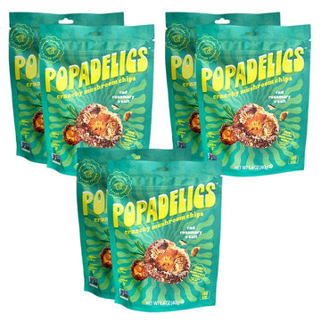Popadelics Crunchy Mushroom Chips Rad Rosemary & Salt Shiitake Mushroom Crisps, Lightly Cooked And Seasoned, Vegan Chips, Vegan