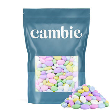 Cambie Jordan Almonds Candy - Premium Roasted Almonds - 2 Pound Resealable Pouch - Pastel Assorted Colors for Weddings and Celebrations
