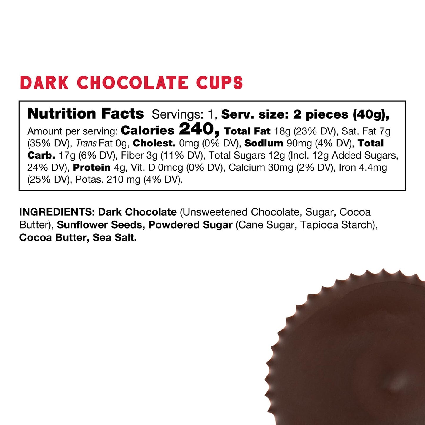 Free2B Sunflower Butter Sun Cups, Safe For School And Allergy Friendly - Gluten-Free, Dairy-Free, Nut-Free, And Soy-Free - Dark