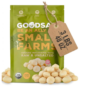 GoodSAM Small Farms Organic Raw Macadamia Nuts 48oz (3lb) Pack of 2 | Creamy & Buttery | One Ingredient, Zero Additives | 23g He