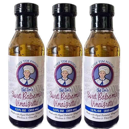 Chef Tims Sweet Balsamic Vinaigrette 12 oz. (Pack of 3) Salad Dressing & Marinade Shake, Shake, Shake. Dont Refrigerate