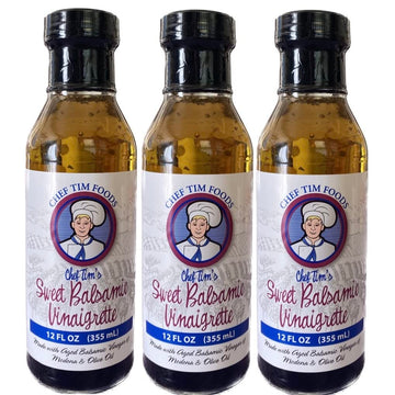 Chef Tim'S Sweet Balsamic Vinaigrette 12 Oz. (Pack Of 3) Salad Dressing & Marinade ''Shake, Shake, Shake. Don'T Refrigerate''