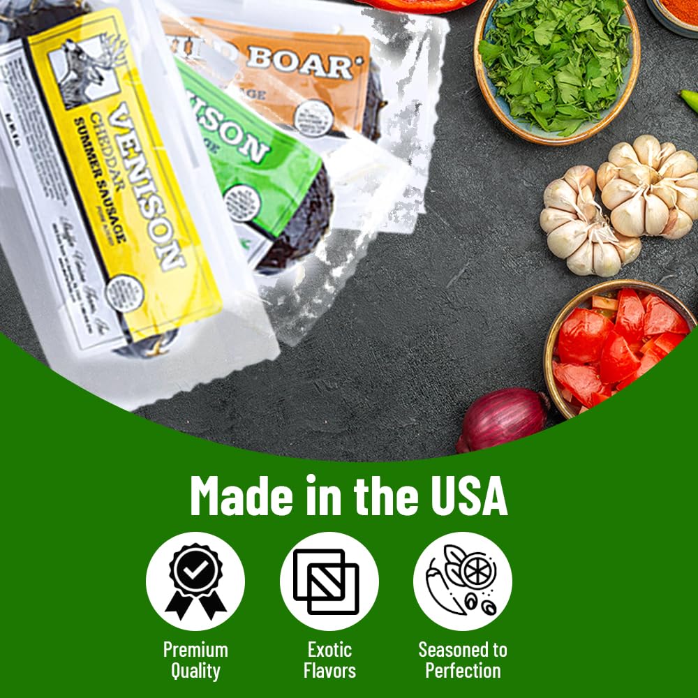 Shaffer Venison Farms Summer Sausage Gift Pack | Venison, Elk, Wild Boar | 6 Ounce Chubs | Pack of 6