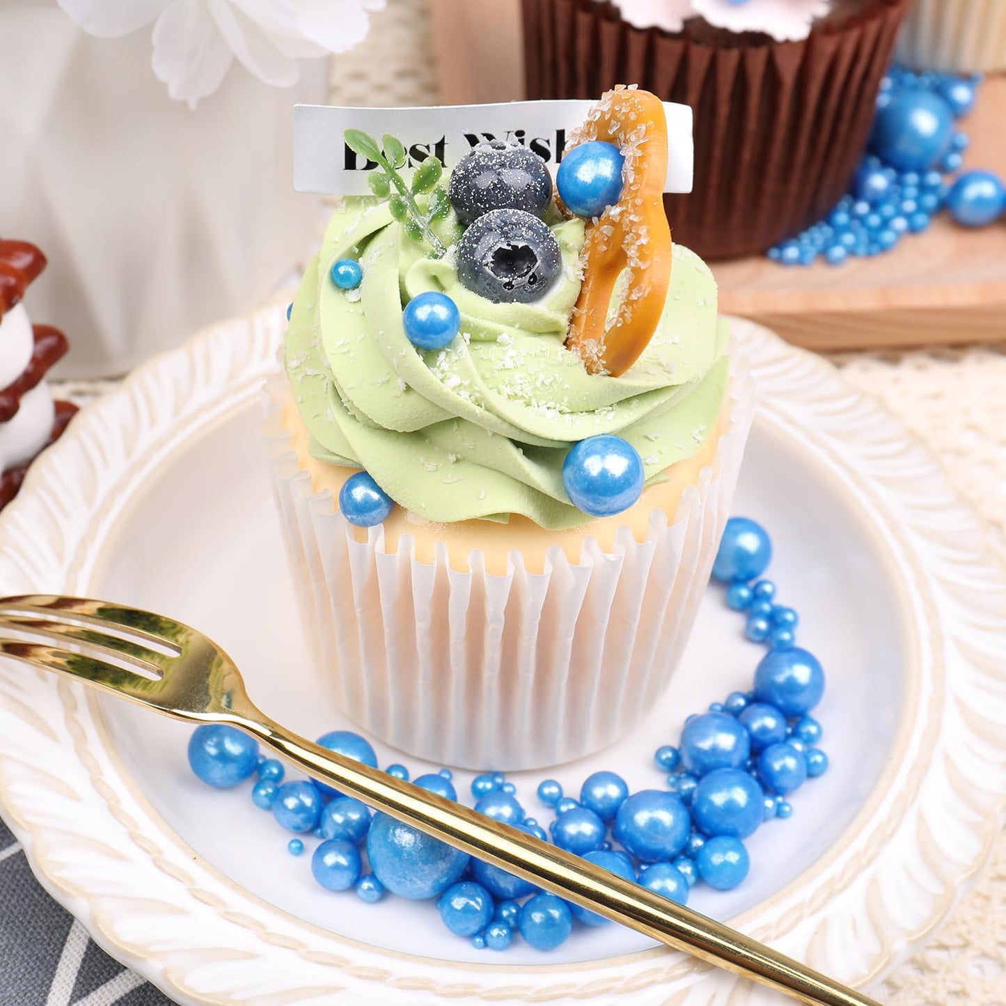 SweetGrove Blue Sprinkles for Cake Decorating, 130g Edible Royal Blue Pearl Mix, Sugar Candy for Cupcakes and Cookies