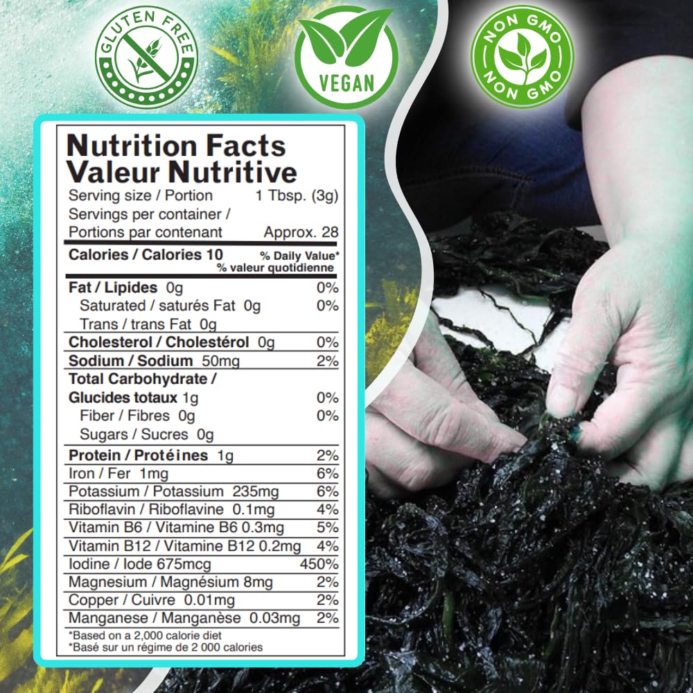 Oceans Balance: Organic Dulse Flakes - Maine Coast Seaweed Atlantic Ocean Sea Vegetables - Perfect for Keto Diet, Paleo Diet, Ve