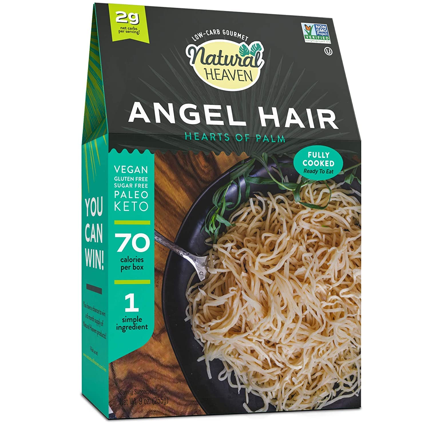 Natural Heaven Hearts Of Palm Pasta, Angel Hair Noodles - Low Carb Pasta, Gluten-Free, Paleo, Keto Pasta Noodles, Plant-Based He