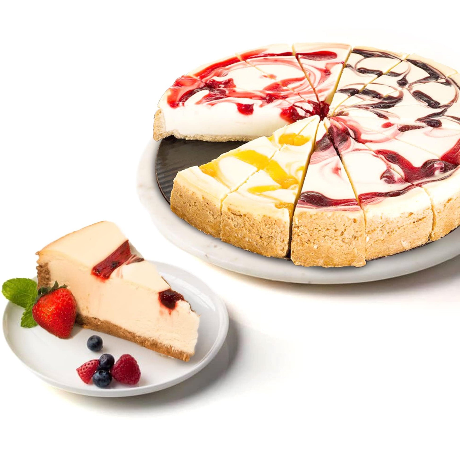 Davids Cookies Fruit Cheesecake Sampler 10 - Pre-sliced 14 pcs, 4 Delicious Fruit Flavors, Fresh Bakery Dessert, 11 Pound