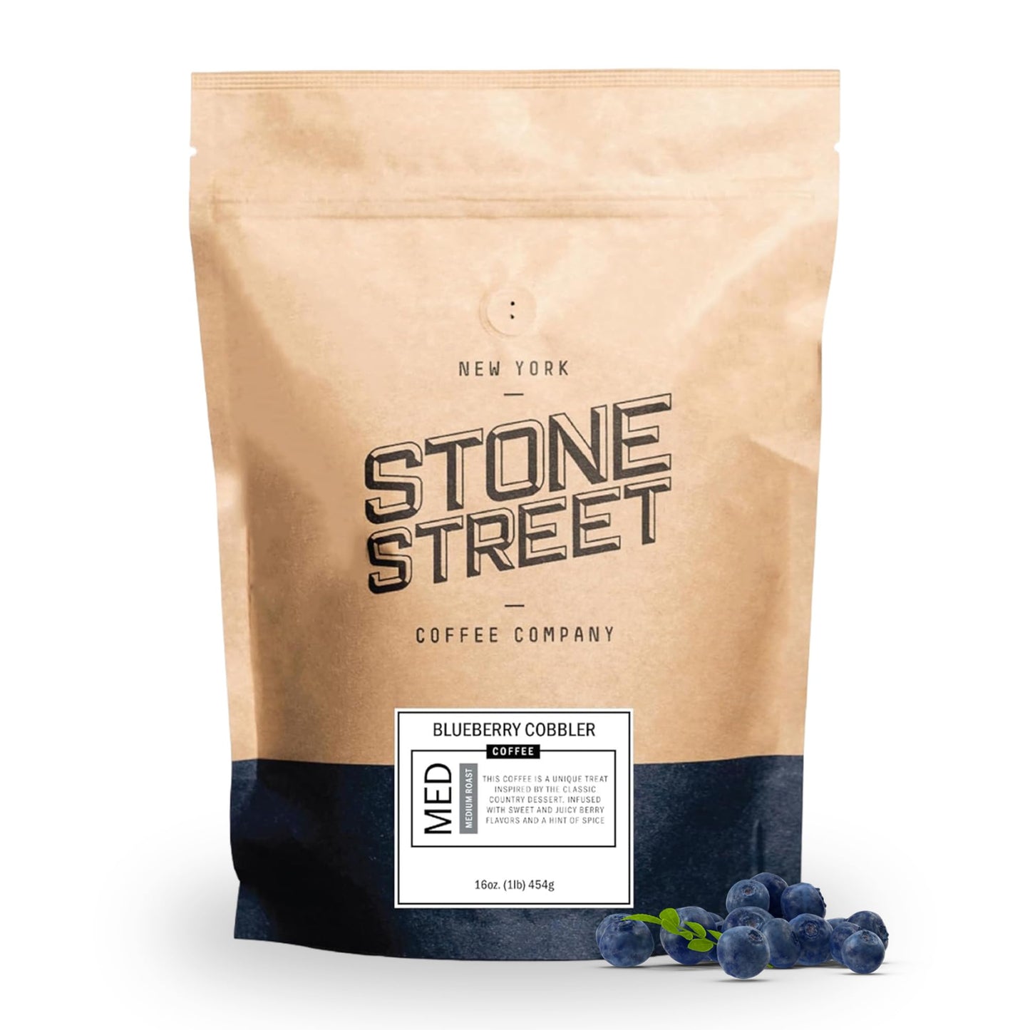 Stone Street Flavored Ground Coffee, Blueberry Cobbler, Medium Roast, 16 Ounce