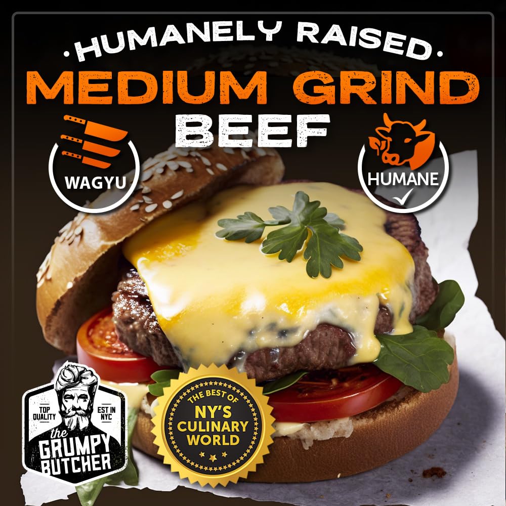Grumpy Butcher Classic Grill Food Gift – Wagyu Sirloin Burger Patties (2 × 8 Oz) & Jumbo Beef Hot Dogs (4 × 4.5 Oz) – Enhanced Bbq Meat Basket Assortment – Steakhouse Quality, Gourmet Grill Gift