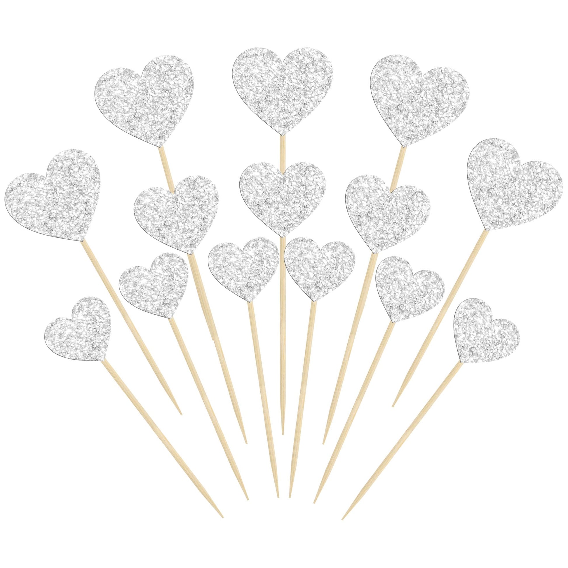 Gyufise 30Pcs Heart Cupcake Toppers Glitter Sweet Love Theme Cupcake Picks Valentine'S Day Cake Decorations For Wedding Engageme