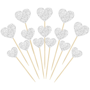 Gyufise 30Pcs Heart Cupcake Toppers Glitter Sweet Love Theme Cupcake Picks Valentine'S Day Cake Decorations For Wedding Engageme