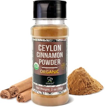 Soeos Organic Ceylon Cinnamon Powder, Pure Ground Cinnamon, 2 Ounce