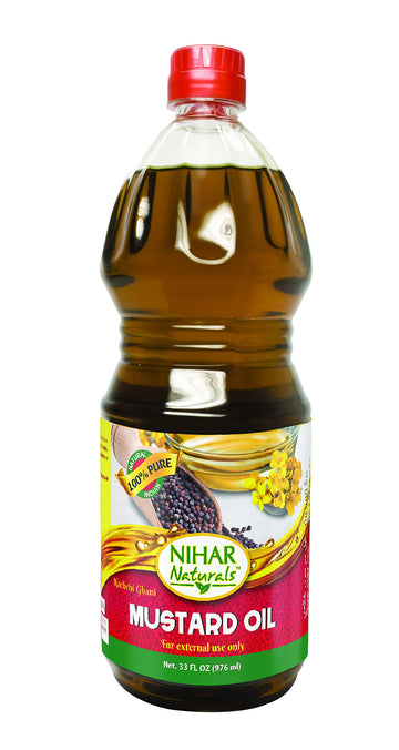 Nihar Naturals Kacchi Ghani Mustard Oil| Cold Pressed| 100% Pure Mustard Oil| For Skin, Hair Care & Body Massage| Enriched With 