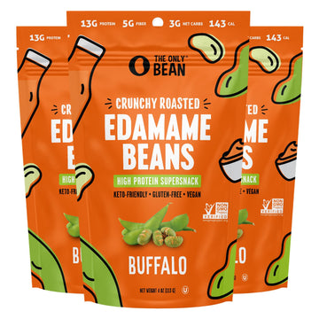 The Only Bean - Crunchy Roasted Edamame Beans (Buffalo), Keto Snacks, Healthy Snacks For Adults And Kids, Low Carb High Protein