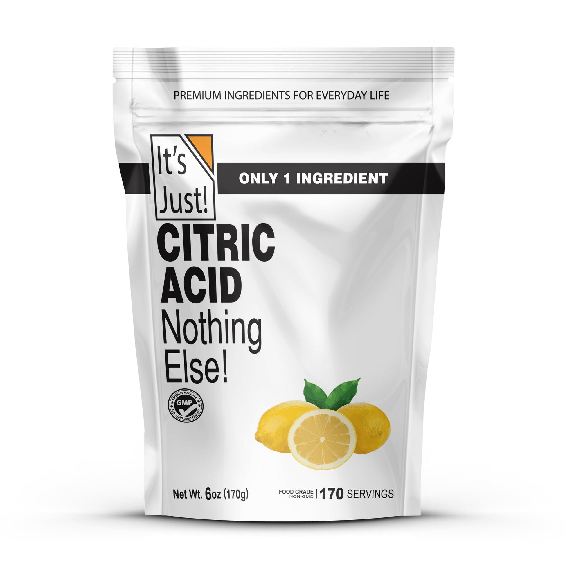 Its Just! - Citric Acid  Food Grade Flavor Enhancer Powder  Non-GMO  Great for Cooking  Cleaning  Bath  s  Natural Preservative (6 Ounces)