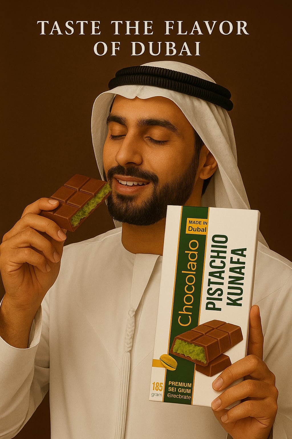 Chococraft enhanced Dubai Chocolate Kunafa Pistachio (The Original)  6.53oz - 185 grams - Imported from DUBAI UAE  Ideal Gift for all Occasions  100% Original Taste! (BIG-6.53oz)