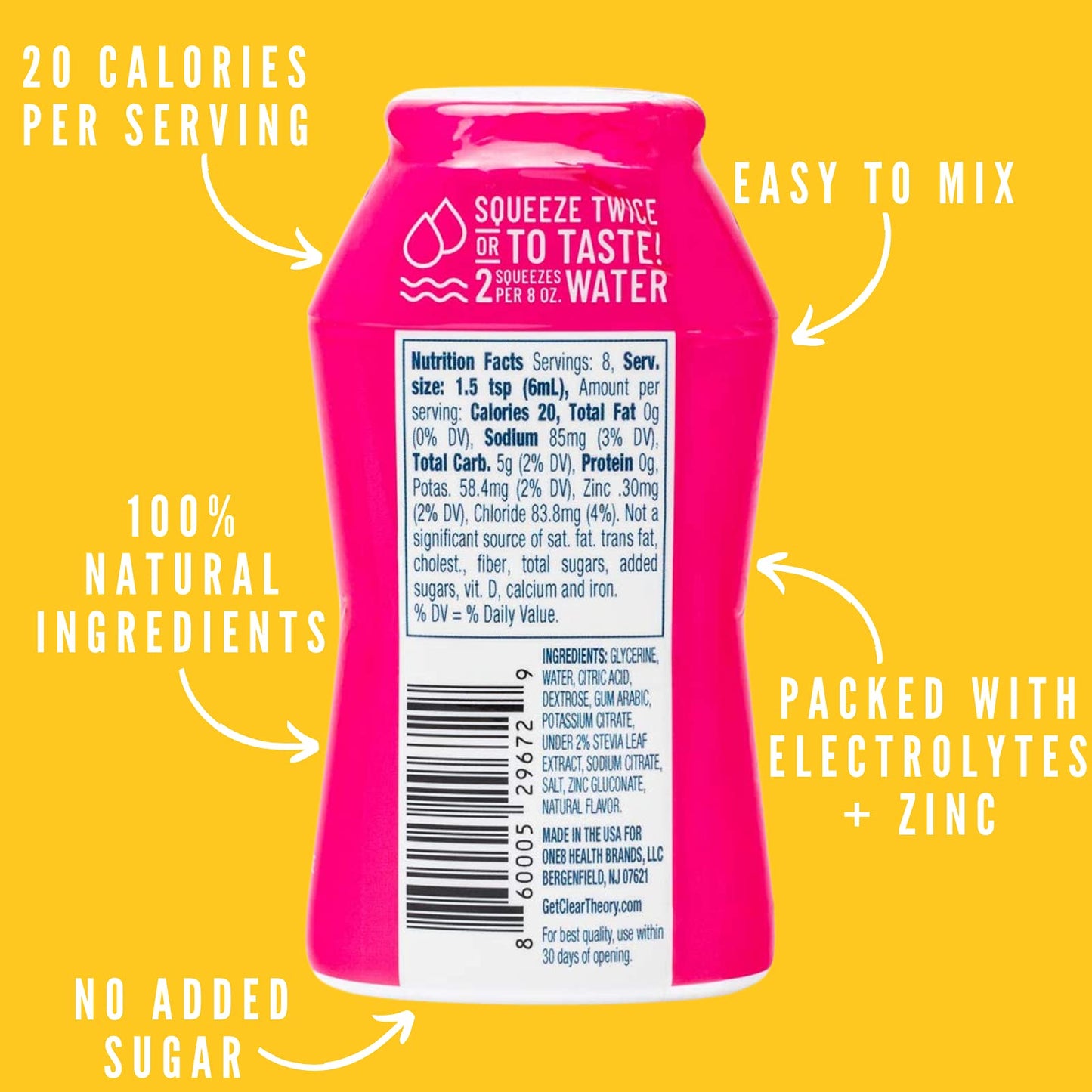 Clear Theory Water Flavoring Drops With Electrolytes, Water Enhancer Liquid Flavored Water Drink Mix, Hydration For Kids, Vegan,
