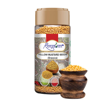 Ramaroma Yellow Mustard Seeds 4Oz (113G) Jar ~ All Natural | Vegan | Gluten Friendly | Non-Gmo | Sarson |Organic Yellow Mustard