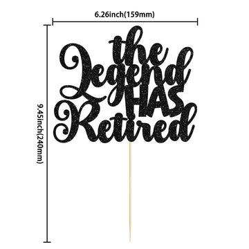 Gyufise 1Pc The Legend Has Retired Cake Topper Glitter Happy Retired Cake Pick Decorations For Funny Old Birthday Retirement Par