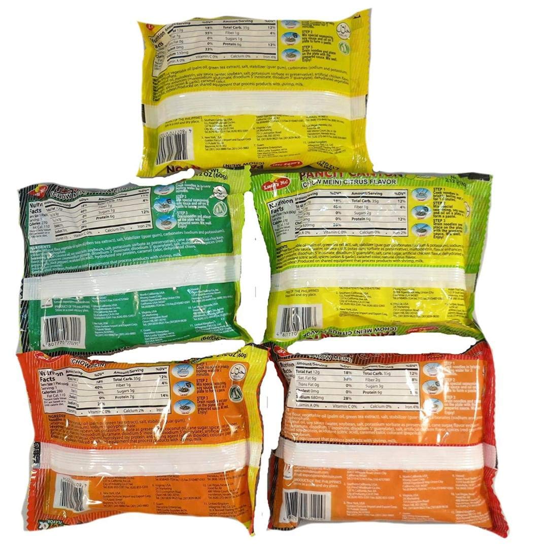 Lucky Me Pancit Canton Variety Bundle- 2 Original Flavor, 2 Chili Mansi, 2 Kalamansi, 2 Sweet And Spicy, And 2 Extra Hot Chili-