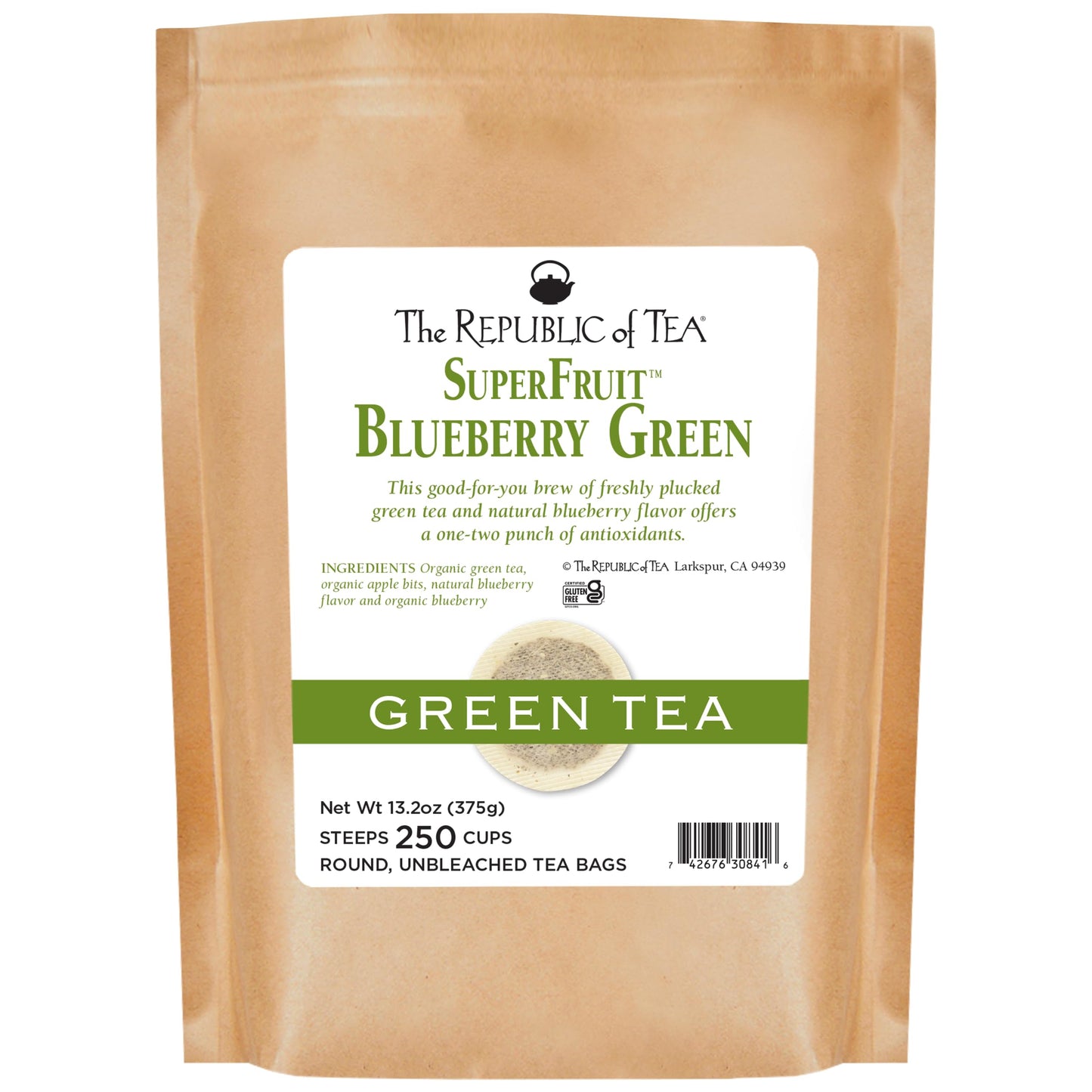 The Republic Of Tea Blueberry Green Superfruit Tea, 250 Tea Bag Bulk